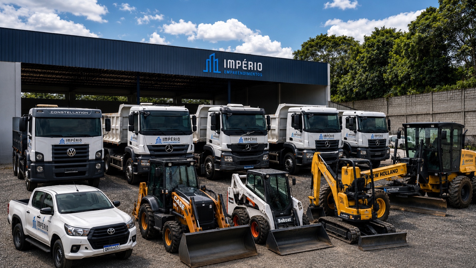 Frota de máquinas, caminhões e equipamentos da Império Empreendimentos